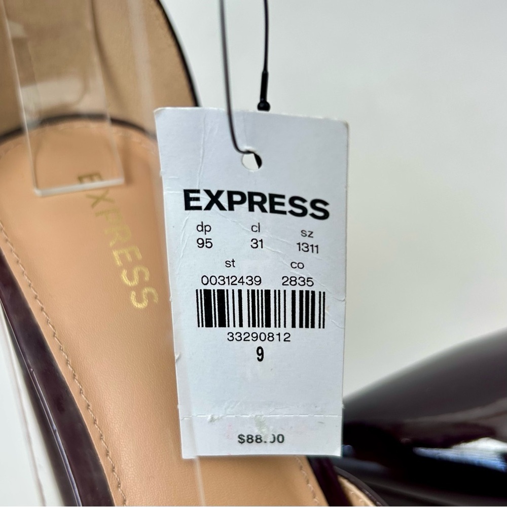 Express Closed Pointed Toe Platform Pumps High Heel Mary Jane Eggplant Size 9 - Picture 12 of 13